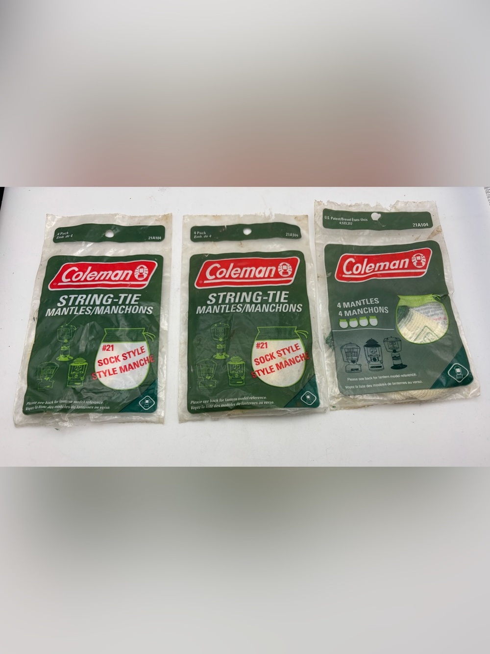 Vintage Coleman #21 String Tie Lantern Mantles 3 Packs 4 Mantles Each NOS